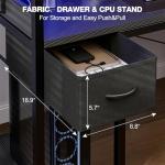 Grandder Gaming Desk 100 x 50 cm with Power Outlet and LED Light, Pc Small Computer Desk with Reversible Shelves and Storage Drawer, Pc Small Table for Home Office Table with Bag, Black