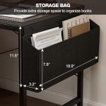 Grandder Gaming Desk 100 x 50 cm with Power Outlet and LED Light, Pc Small Computer Desk with Reversible Shelves and Storage Drawer, Pc Small Table for Home Office Table with Bag, Black