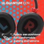 JBL Quantum 100N, Wired Over-Ear Gaming Headset with Detachable Mic, JBL QuantumSOUND Signature and Memory Foam, Compatible with Multiple Platforms and Windows Sonic Spatial Sound, in Blue/Red