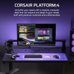 Corsair Platform:4 – 120cm x 76cm, Fixed Height, Standing Computer Home Office Gaming Desk, Cable Management, USB Ports, Monitor Arm Included – Black