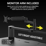 Corsair Platform:4 – 120cm x 76cm, Fixed Height, Standing Computer Home Office Gaming Desk, Cable Management, USB Ports, Monitor Arm Included – Black