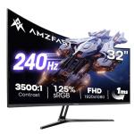 Amzfast 32 Inch 240Hz Curved Gaming Monitor - FHD 1920x1080, PC Monitor with 1500R VA Panel, 1ms MPRT, 120% sRGB, HDR, Adaptive-Sync, Eye-care, VESA 75x75mm, HDMI 2.0/DP 1.4 - AMZG32C1F