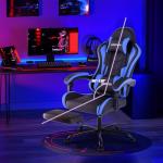 Gaming Chair with Footrest, Ergonomic Gaming Chair, Computer Chair with Lumbar Support, Head Rest, Height Adjustable PC Chairs with 360°-Swivel Seat for Office or Gaming, Black Blue