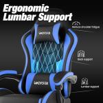 Gaming Chair with Footrest, Ergonomic Gaming Chair, Computer Chair with Lumbar Support, Head Rest, Height Adjustable PC Chairs with 360°-Swivel Seat for Office or Gaming, Black Blue