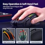 Wireless Gaming Mouse, Tripe-Mode 2.4G/USB-C/Bluetooth Mouse Up to 10,000DPI, RGB Backlit, Ergonomic Mouse with 8 Programmable Buttons, Rechargeable Wireless Mouse for Laptop, PC, Mac Gamer-Black