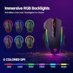 Wireless Gaming Mouse, Tripe-Mode 2.4G/USB-C/Bluetooth Mouse Up to 10,000DPI, RGB Backlit, Ergonomic Mouse with 8 Programmable Buttons, Rechargeable Wireless Mouse for Laptop, PC, Mac Gamer-Black