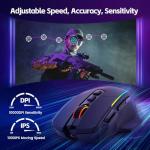 Wireless Gaming Mouse, Tripe-Mode 2.4G/USB-C/Bluetooth Mouse Up to 10,000DPI, RGB Backlit, Ergonomic Mouse with 8 Programmable Buttons, Rechargeable Wireless Mouse for Laptop, PC, Mac Gamer-Black