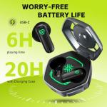 ANCwear Gaming Wireless Earbuds with LED Lights – TWS Bluetooth Headphones for Teens, Customisable Case with Stickers – Touch Control, USB-C Charging, 20H Playtime, for Gamers & Tech Lovers