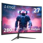 Z-Edge 27 Inch Curved Gaming Monitor 280Hz (DP) 240Hz (HDMI) 1ms MPRT Full HD 1080P 16:9 VA Panel, 350cd/m² Brightness, Ultra-Thin Bezel, FreeSync, HDMI 2.0 & DisplayPort 1.2, Black