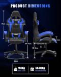 bigzzia Gaming Chair with RGB Computer Chair with Light Reclining PU Leather Video Game Chair with Headrest Adjustable Lumbar Support (With RGB led, Black/Blue)