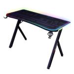 X-Rocker Lumio Compact 110cm x 55cm, RGB LED Gaming Desk - App-Controlled Lights, Space-Saving Design, Headphone Hook, Cup Holder, Sturdy Metal Frame for Adults & Kids - Black - Mouse Mat Included