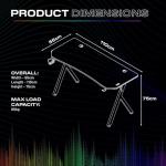 X-Rocker Lumio Compact 110cm x 55cm, RGB LED Gaming Desk - App-Controlled Lights, Space-Saving Design, Headphone Hook, Cup Holder, Sturdy Metal Frame for Adults & Kids - Black - Mouse Mat Included