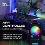 X-Rocker Lumio Compact 110cm x 55cm, RGB LED Gaming Desk - App-Controlled Lights, Space-Saving Design, Headphone Hook, Cup Holder, Sturdy Metal Frame for Adults & Kids - Black - Mouse Mat Included