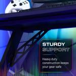 X-Rocker Lumio Compact 110cm x 55cm, RGB LED Gaming Desk - App-Controlled Lights, Space-Saving Design, Headphone Hook, Cup Holder, Sturdy Metal Frame for Adults & Kids - Black - Mouse Mat Included