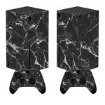 playvital Black White Marble Effect Custom Vinyl Skins for Xbox Series X, Wrap Decal Cover Stickers for Xbox Series X Console Controller