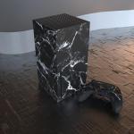 playvital Black White Marble Effect Custom Vinyl Skins for Xbox Series X, Wrap Decal Cover Stickers for Xbox Series X Console Controller