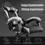 bigzzia Ergonomic Gaming Chair - Gamer Chairs with Lumbar Cushion + Headrest, Height-Adjustable Office & Computer Chair for Adults (without footrest, White)