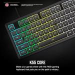 Corsair K55 CORE RGB Membrane Wired Gaming Keyboard – Quiet, Responsive Switches – Spill Resistance – Ten-Zone RGB – Media Keys – iCUE Compatible – QWERTY UK – PC, Mac – Grey