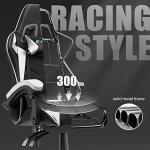 bigzzia Ergonomic Gaming Chair - Gamer Chairs with Lumbar Cushion + Headrest, Height-Adjustable Office & Computer Chair for Adults (without footrest, White)