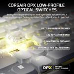 Corsair VANGUARD AIR 99 WIRELESS Low-Profile Optical-Mechanical RGB Gaming Keyboard – QWERTY UK, 99% Layout, OPX Switches, 8000Hz Hyper-Polling, Stream Deck Integration, Flashtap SOCD – White