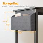 BEXEVUE L Shaped Gaming Desk with Power Outlets, 100x70 cm Computer Desk with Storage Bag, Office Desk Small Writing Table with Large Reversible Storage Shelves, Workstation Study Home Office, Black