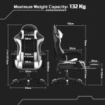 Vfalcon XTREME Gaming Chair – Ergonomic Reclining Chair with Footrest, 360° Swivel, Height Adjustable (White)