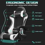 Vfalcon XTREME Gaming Chair – Ergonomic Reclining Chair with Footrest, 360° Swivel, Height Adjustable (White)