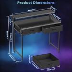 HOMIDEC Gaming Desk with Adjustable Monitor Stand, Computer Office Desk with 2 Storage Drawers, Gaming Table with Headphone Hook, Carbon Fibre Surface, for Gamers, Workers and Students, Black, 80cm