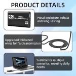 4K HDM Audio Video Capture Card, 1080P 30FPS USB 3.0 Full HD 4K@30Hz Game Streaming Capture Cards Device Compatible with PS5 PS4 Switch Xbox OBS Mac Linux Windows Camera Live Broadcasting Recording