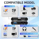 4K HDM Audio Video Capture Card, 1080P 30FPS USB 3.0 Full HD 4K@30Hz Game Streaming Capture Cards Device Compatible with PS5 PS4 Switch Xbox OBS Mac Linux Windows Camera Live Broadcasting Recording