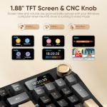 RedThunder K95 Wireless Mechanical Gaming Keyboard,w/Customizable Display & Knob,Gasket-Mounted,3 Mode 2.4G/BT/USB-C,UK Layout 96 Keys,Hot Swappable Pink Switch PBT Keycaps,8000mAh Battery（Black Gold）