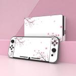 eXtremeRate Full Set Faceplate Skin Decals Stickers and 2 Pcs Screen Protector for Nintendo Switch/for NS Console & joy con Controller & Dock Protection Kit - Falling Cherry Blossom