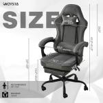 WOTSTA Gaming Chair for Adults, Ergonomic Gaming Chair with Footrest, Lumbar Support and Headrest, Adjustable Height computer chairs gaming, fabric gamer chair for Home Office, Grey