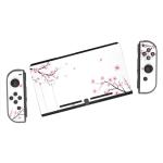 eXtremeRate Full Set Faceplate Skin Decals Stickers and 2 Pcs Screen Protector for Nintendo Switch/for NS Console & joy con Controller & Dock Protection Kit - Falling Cherry Blossom