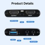 4K HDMI Video Capture Card, USB 3.0 Video Capture Device Full HD 1080PAudio Video Captures Card 4K HDMI Loop-Out for Game Recording, Live Streaming Broadcasting Computer, Mobile Phone, Video Camera