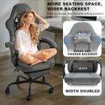 WOTSTA Gaming Chair for Adults, Ergonomic Gaming Chair with Footrest, Lumbar Support and Headrest, Adjustable Height computer chairs gaming, fabric gamer chair for Home Office, Grey