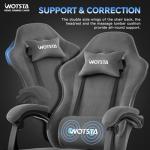 WOTSTA Gaming Chair for Adults, Ergonomic Gaming Chair with Footrest, Lumbar Support and Headrest, Adjustable Height computer chairs gaming, fabric gamer chair for Home Office, Grey