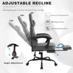 WOTSTA Gaming Chair for Adults, Ergonomic Gaming Chair with Footrest, Lumbar Support and Headrest, Adjustable Height computer chairs gaming, fabric gamer chair for Home Office, Grey