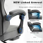 WOTSTA Gaming Chair for Adults, Ergonomic Gaming Chair with Footrest, Lumbar Support and Headrest, Adjustable Height computer chairs gaming, fabric gamer chair for Home Office, Grey