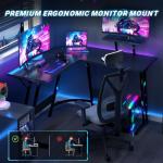 JUMMICO L Shaped Gaming Desk with Large Monitor Stand 120x120x75cm,Corner Desk for Home Office Study Writing Workstation, Carbon Fibre Black