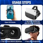 VR Headset for Phone, 4. 7-7-inch Adjustable Virtual Reality Goggles Headset, Ultra-Wide 100° Viewing Angle Eyes Protected Anti-Blue HD Lenses, 3D VR Glasses for Phone/Android