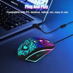 LuLabboard Gaming Mouse, 4 DPI Settings Up to 3600 DPI, Light Up RGB Ergonomic Optical Gaming Mice for Laptop/mac, Computer Wired USB Mouse, 7 Colors LED Backlight, 6 Programmable Buttons-Black