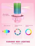 FIFINE USB PC Gaming Microphone, Condenser Streaming Mic Compatible with PS4 PS5 Mac, for Recording, Podcast, Video, with RGB Control, Tap-to-Mute, Volume Control, Headphone Jack, Based Stand-A8 Pink