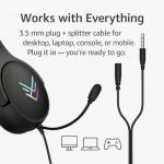 Audeeo Vangaurd Wired Gaming Headset with Microphone – RGB Light-Up Over-Ear Headphones, Noise-Isolating Stereo Sound, 3.5 mm for PC, PS5, PS4, Xbox, Switch, Laptop & Mobile (Black)