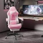 SUKIDA Gaming Chair, Ergonomic Computer Chairs with Footrest, Comfy Office Chair with Headrest, Massage Gaming Chair for Adult, Height Adjustable Pc Chair, 360° Swivel