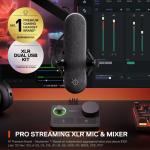 SteelSeries Alias Pro Kit — XLR Mic + Stream Mixer — 3x Bigger Capsule for Gaming, Streaming and Podcasting — USB/XLR Interface — Sonar Audio Software — Custom Controls — RGB — Single or Dual PC