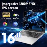 FUNYET Gaming Laptop,16 Inch Notebook Computer 16GB RAM 1TB SSD, N150 Processor (up to 3.6 Ghz), FHD 1920 x 1200 Display, Support WiFi 5, 6000mAh Battery,Backlit Keyboard Laptop, USB3.0