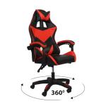 Grennswick ​​Ergonomic Gaming Chair Adjustable Lumbar Support & Headrest - Reclining Office Computer Chair, 360° Swivel PU Leather Racing Seat for Long Sessions​ (Black+red)