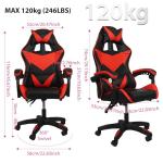 Grennswick ​​Ergonomic Gaming Chair Adjustable Lumbar Support & Headrest - Reclining Office Computer Chair, 360° Swivel PU Leather Racing Seat for Long Sessions​ (Black+red)