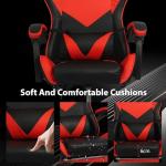 Grennswick ​​Ergonomic Gaming Chair Adjustable Lumbar Support & Headrest - Reclining Office Computer Chair, 360° Swivel PU Leather Racing Seat for Long Sessions​ (Black+red)